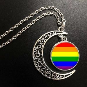 LGBTQ 🏳️‍🌈 Rainbow 🌈 Crescent Moon 🌙 Necklace